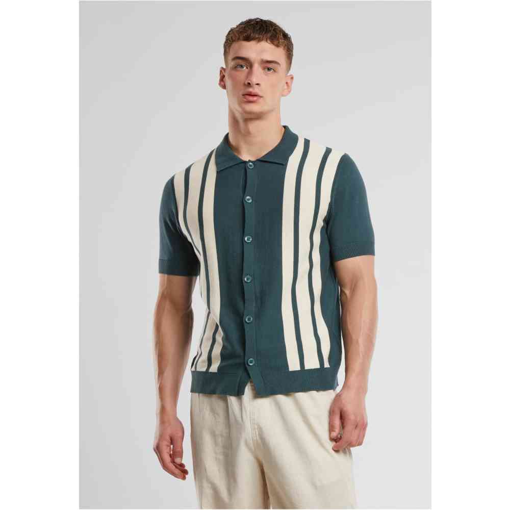 Urban Classics - Knit Retro Overhemd - Groen/Creme